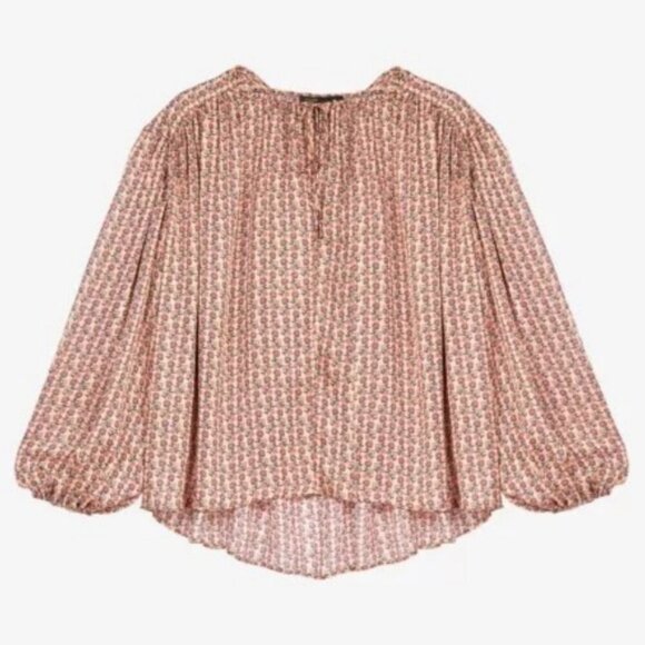 💕MAJE Lolivate Floral-Print Satin Blouse Mini Fleurs Print Size 2 = Medium NWT - Picture 10 of 16